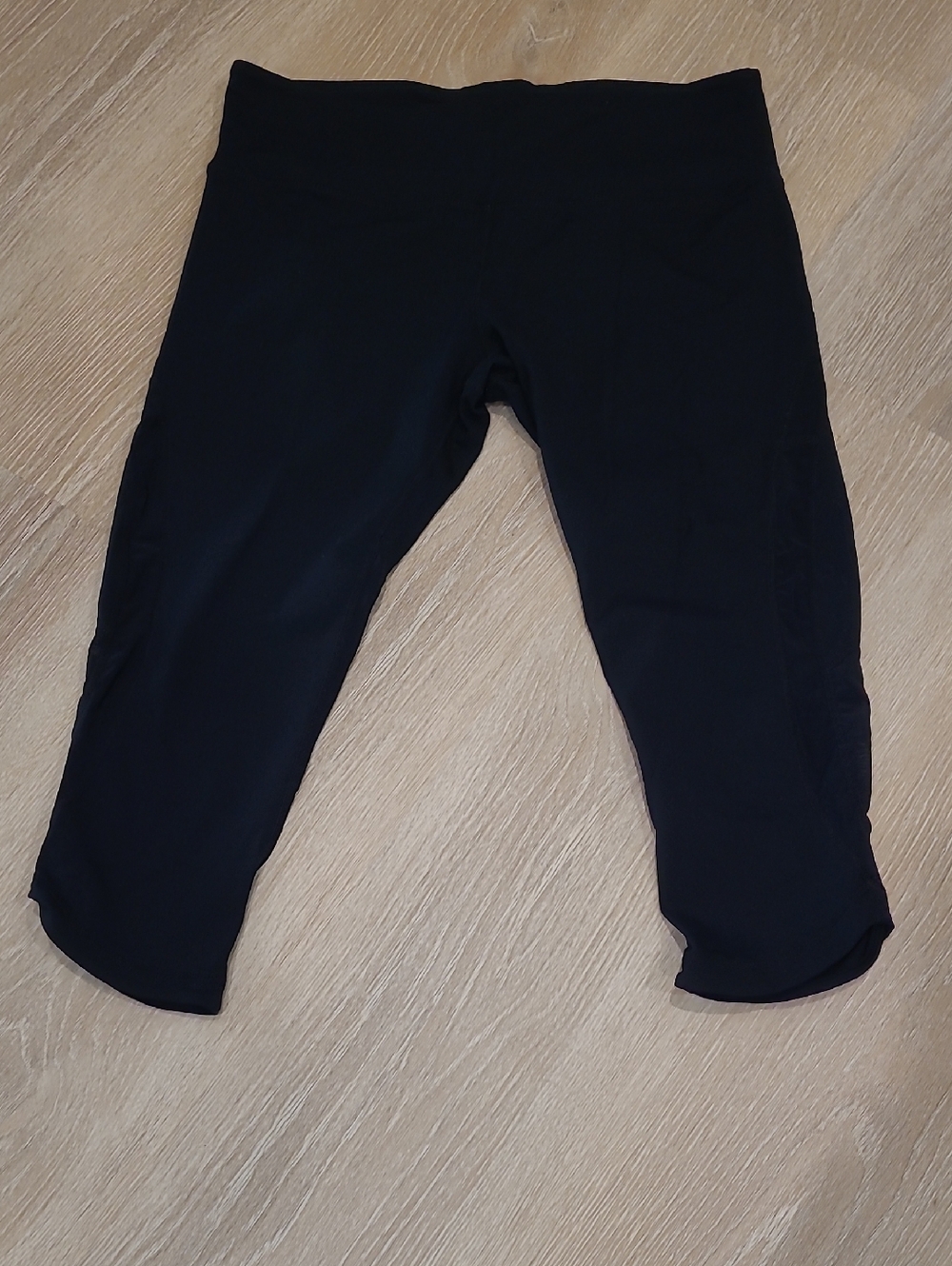LULULEMON Black Cropped Active Leggings with Sheer Details